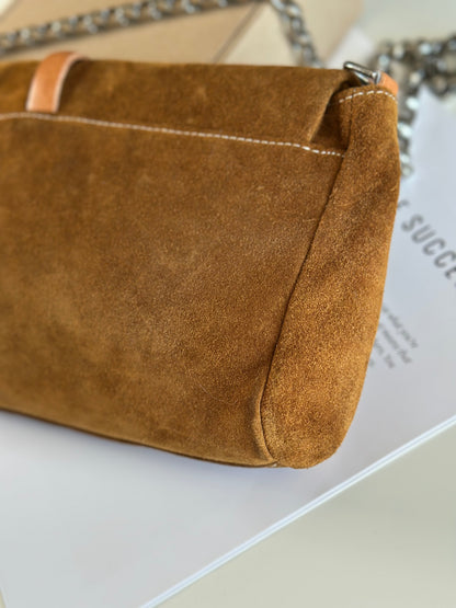 Beautiful caramel suede shoulder bag