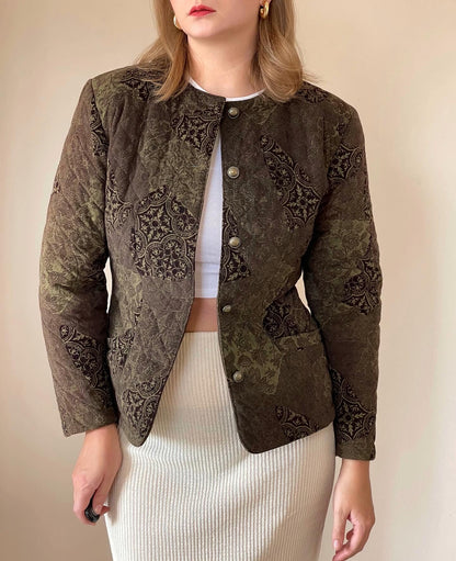 Vintage khaki jacket in a quilted weave