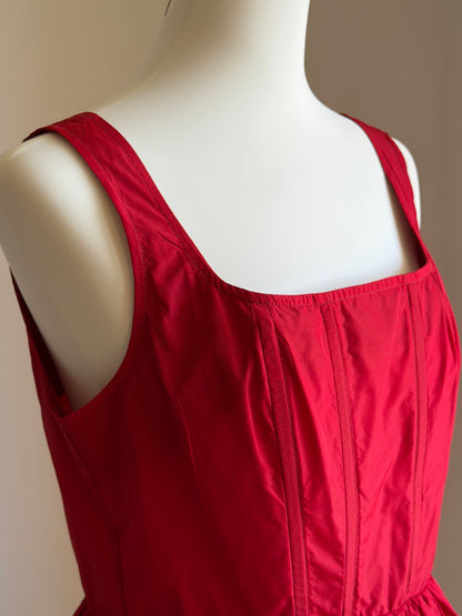 Red bubble hem mini dress