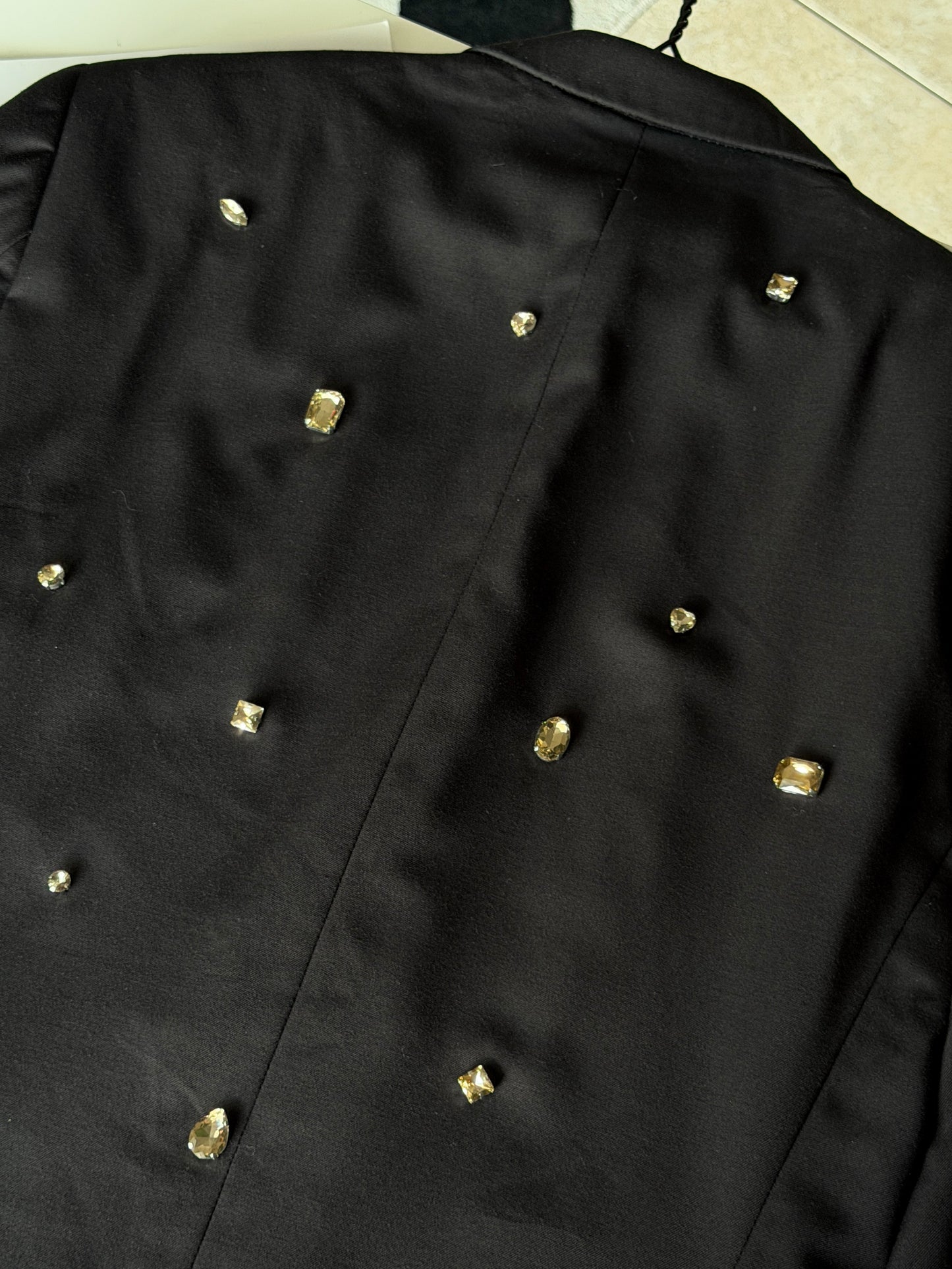 Vintage black blazer with champagne stones