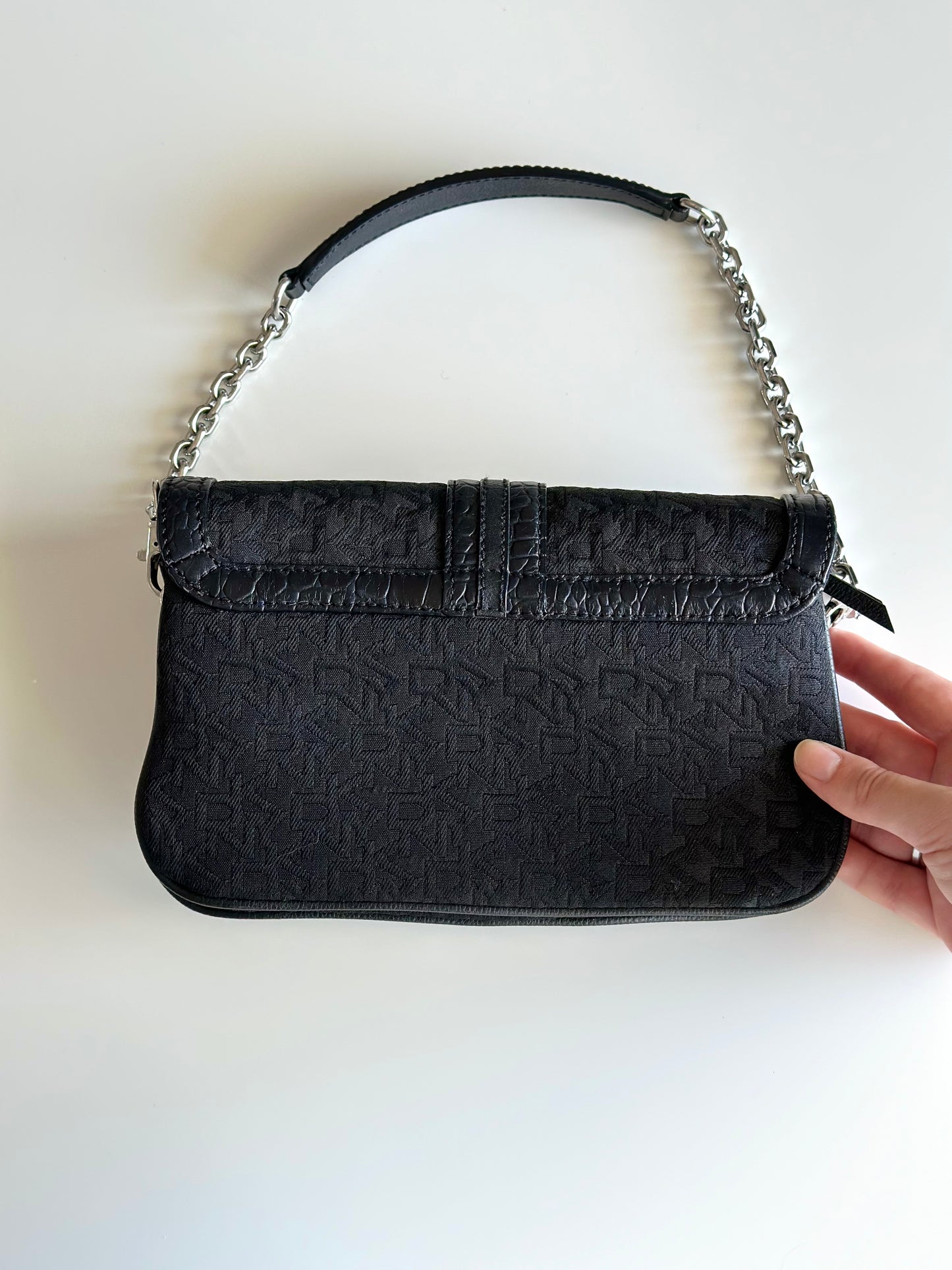 Vintage black DKNY bag with silver closure