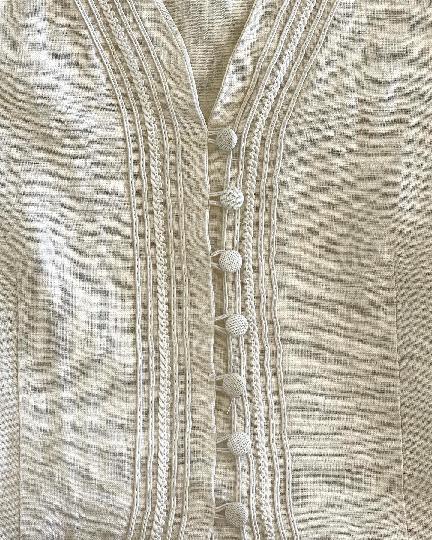 Lovely vintage linen waistcoat with decorative elements