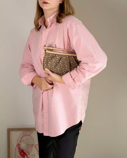 Charming vintage DKNY baguette bag in beige canvas