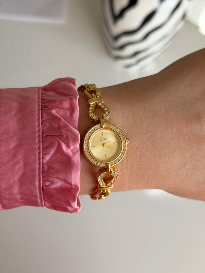Amazing gold-tone watch Limit with rhinestones