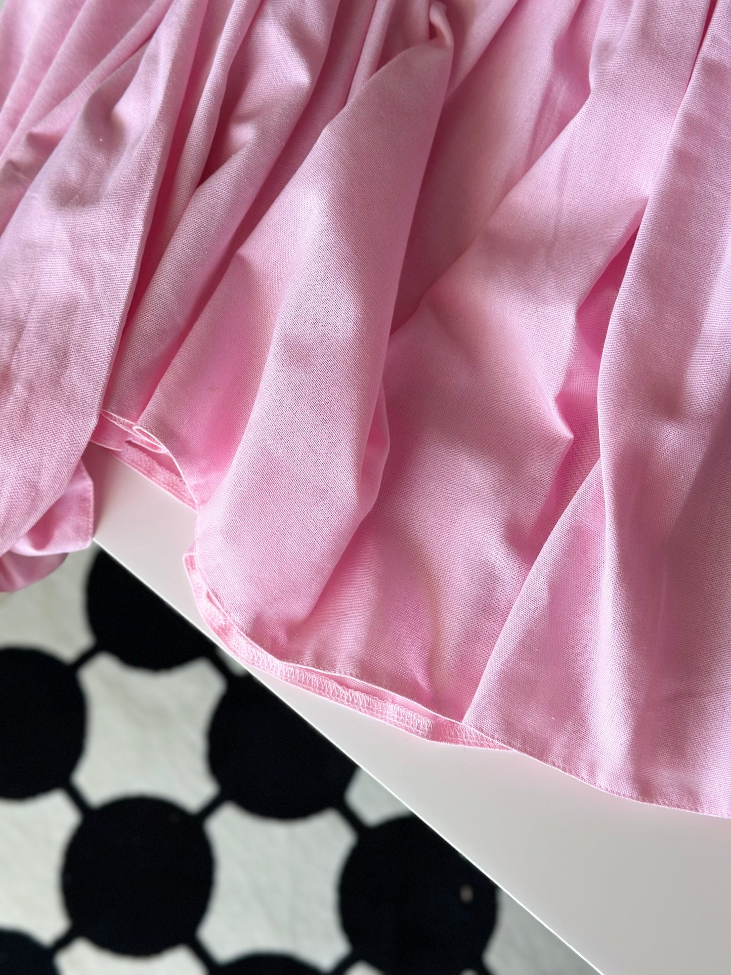 Romantic pink linen mini dress