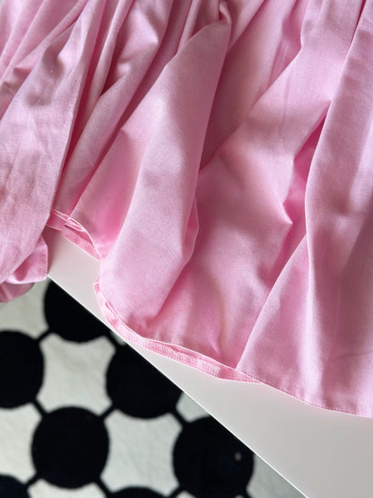 Romantic pink linen mini dress