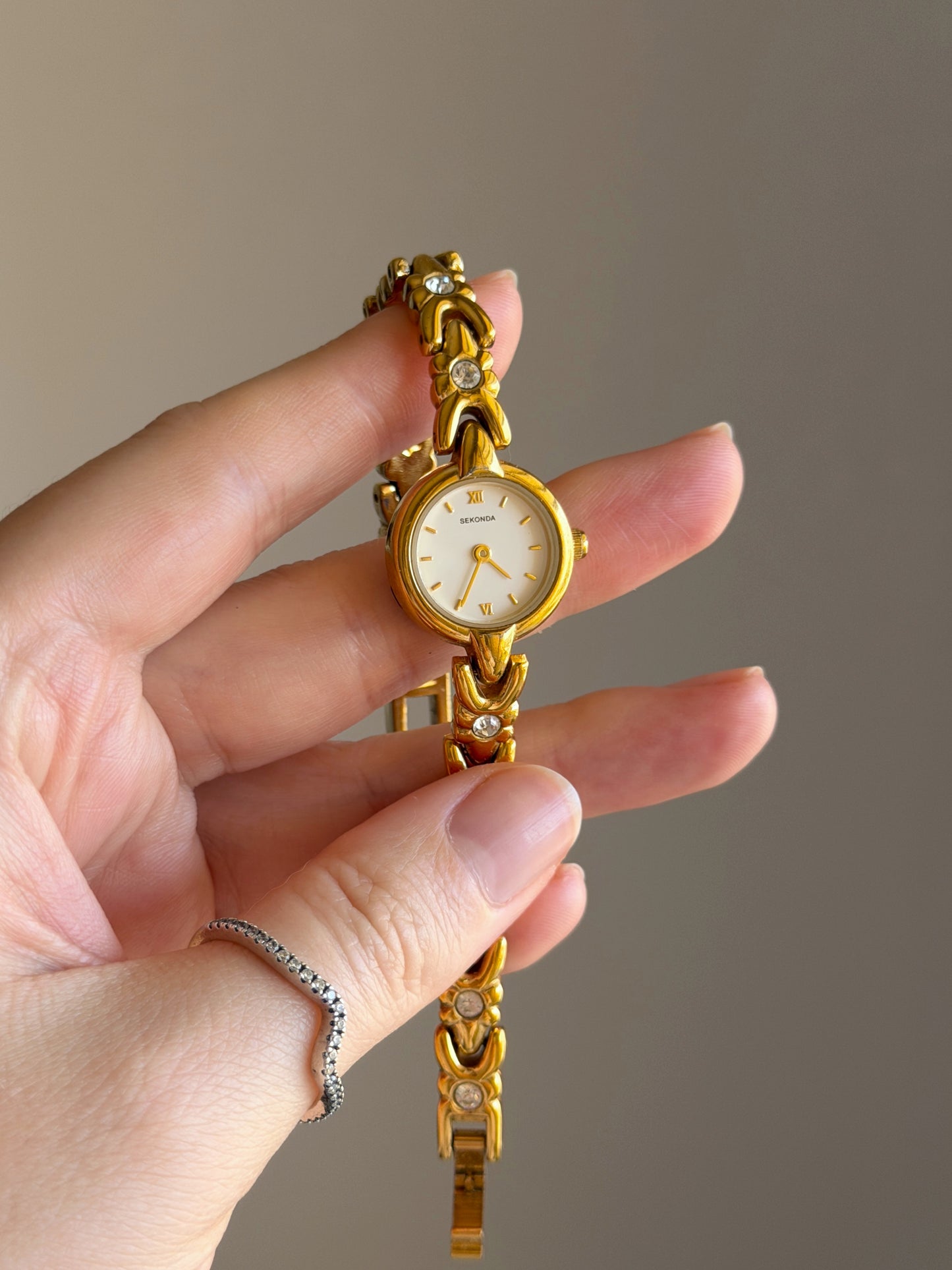 Vintage Sekonda gold-tone watch with crystals