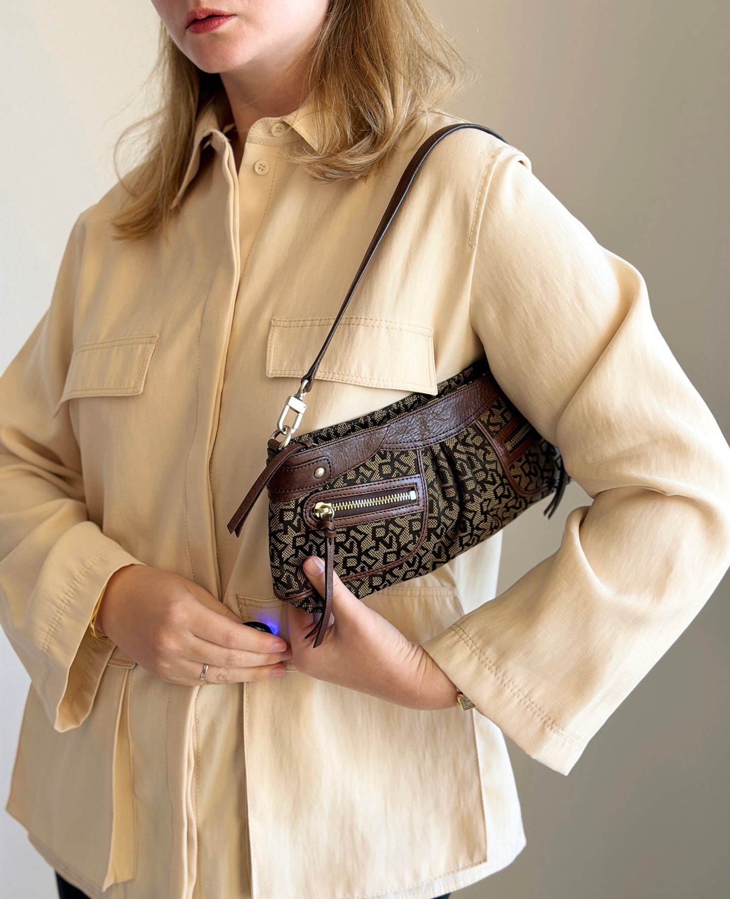 Vintage brown DKNY baguette bag