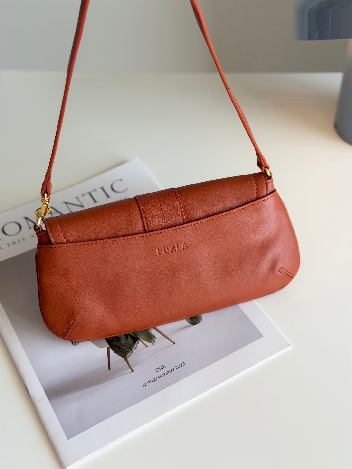 Authentic vintage Furla baguette bag