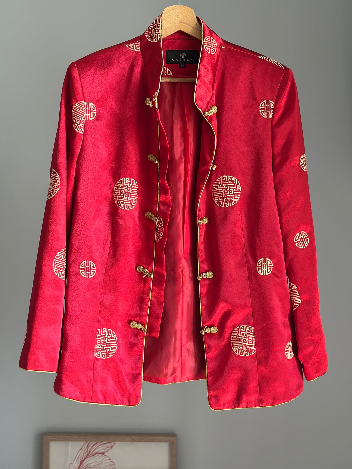 Striking vintage Asian red silk jacket