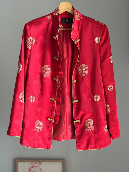 Striking vintage Asian red silk jacket