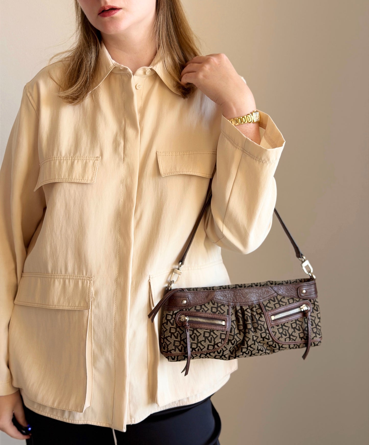 Vintage brown DKNY baguette bag