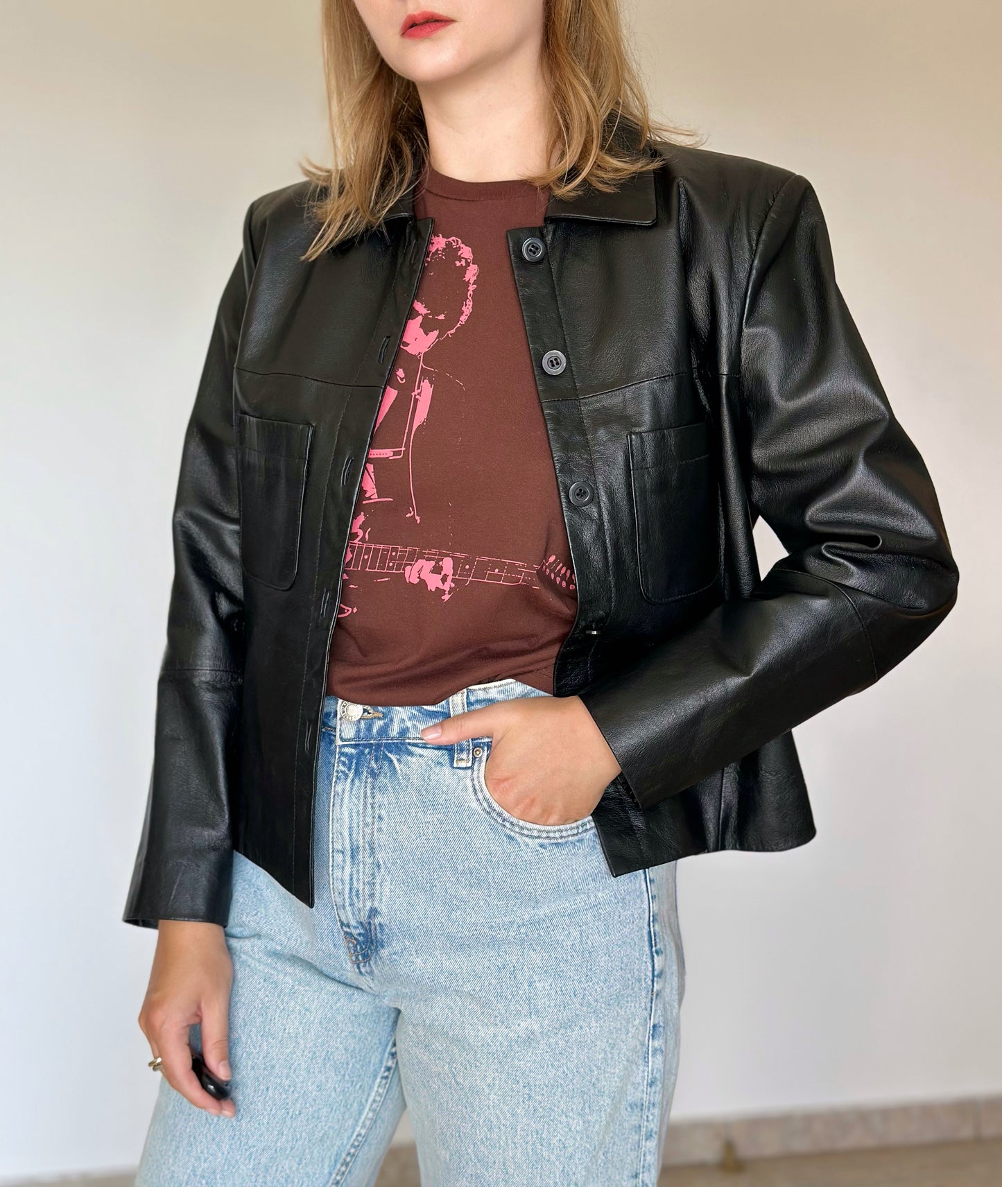 Stunning vintage minimalistic leather jacket