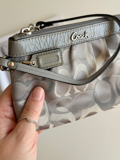 Vintage Coach signature grey wristlet