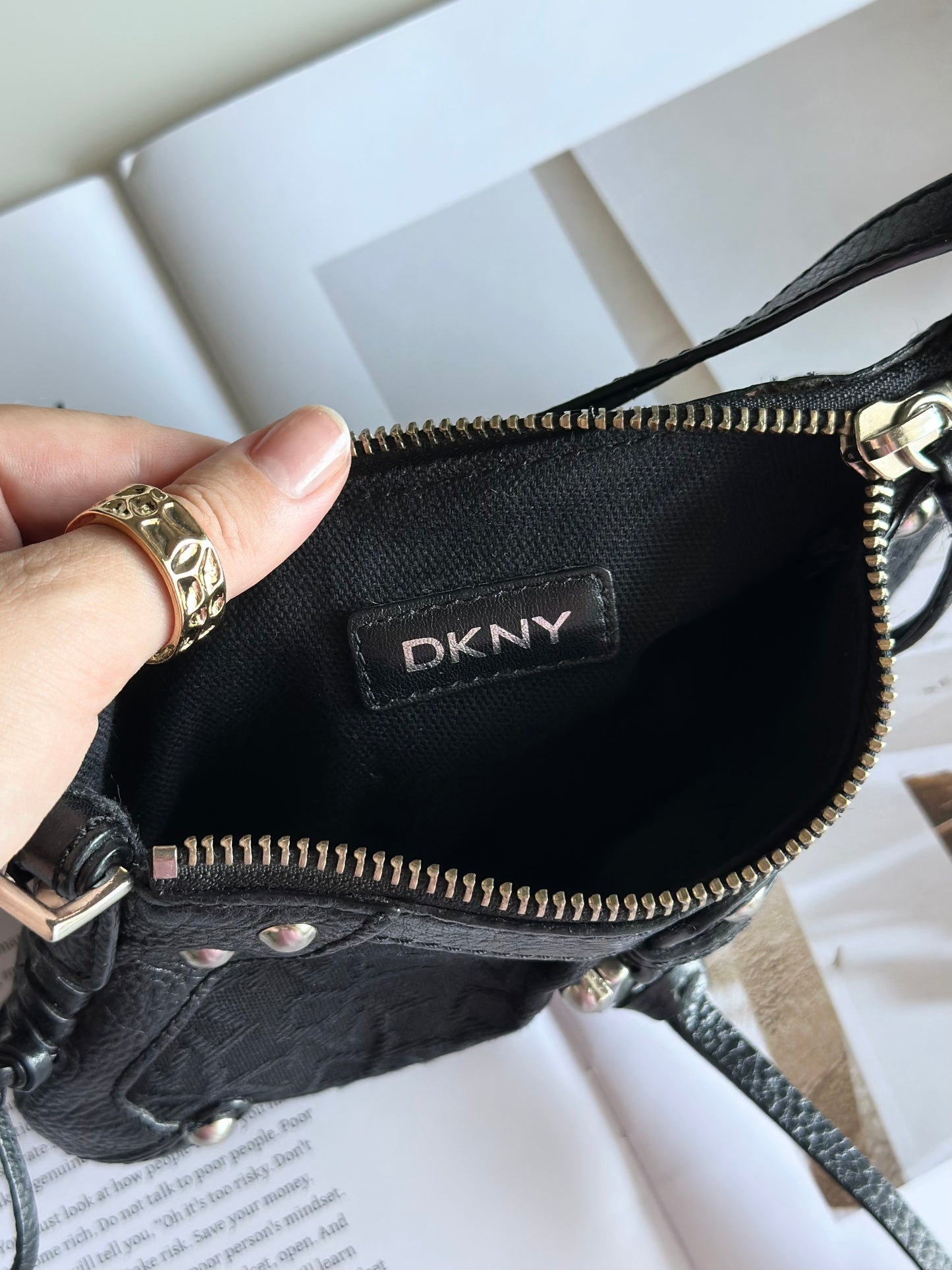 Vintage DKNY statement mini black bag
