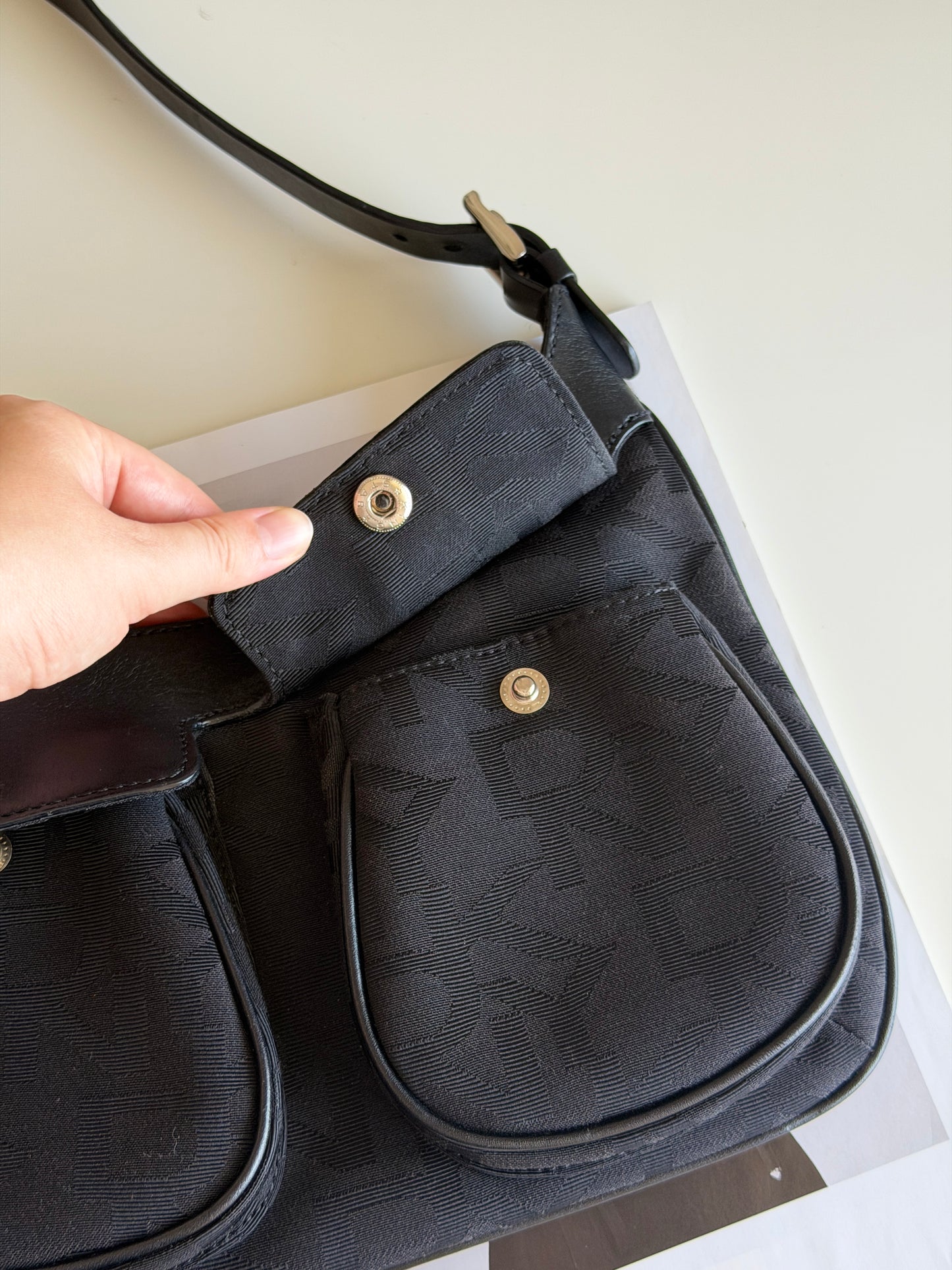 Vintage DKNY black monogram shoulder bag