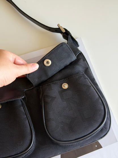 Vintage DKNY black monogram shoulder bag