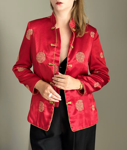 Striking vintage Asian red silk jacket