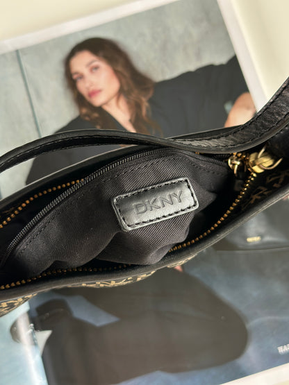 Chic vintage DKNY bag in black and gold