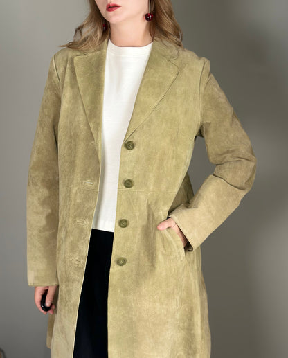 Beautful light olive green suede coat