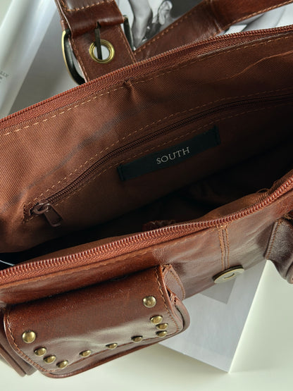 Brown leather shoulder bag