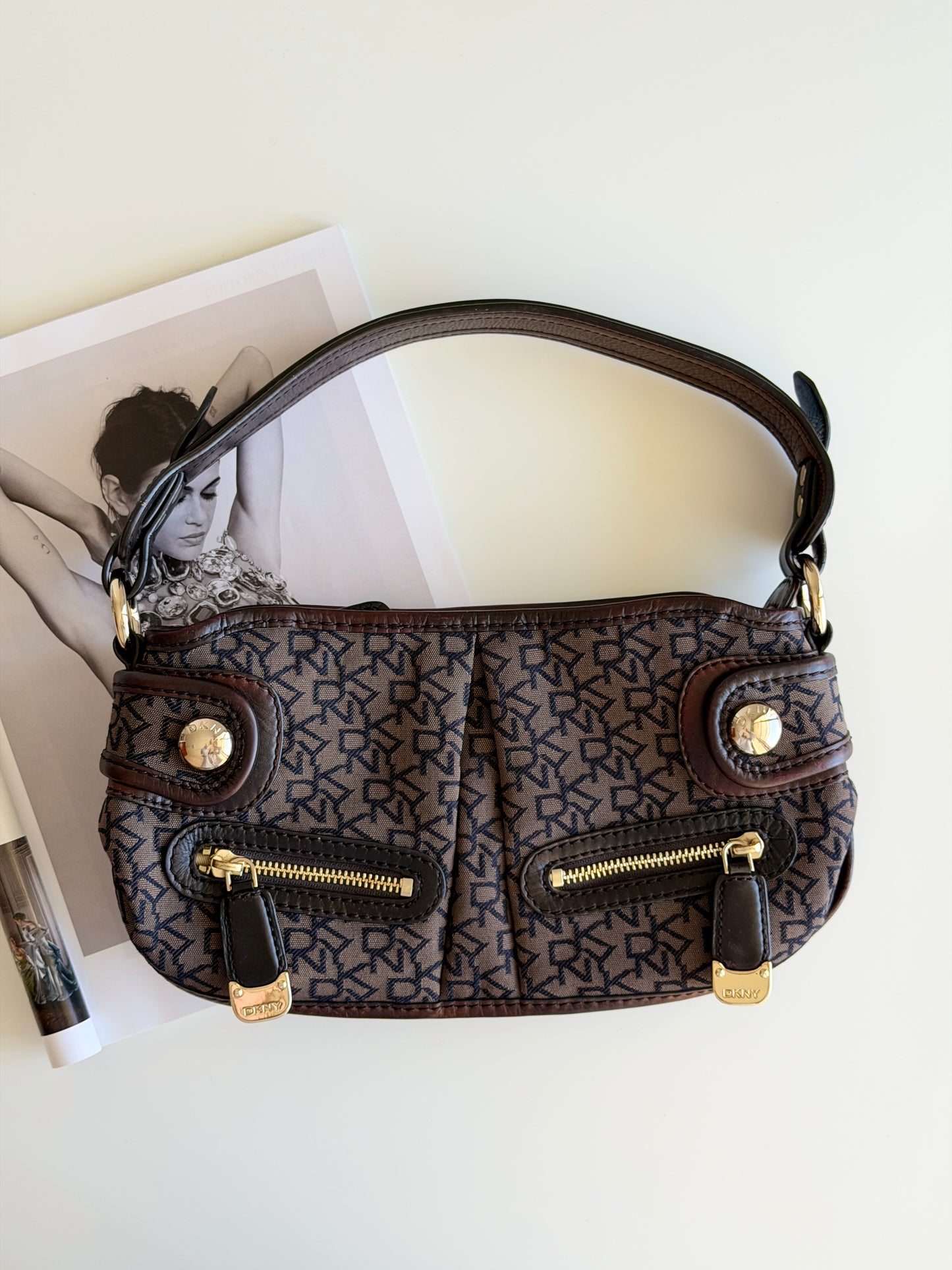 Vintage DKNY bag in signature brown monogram