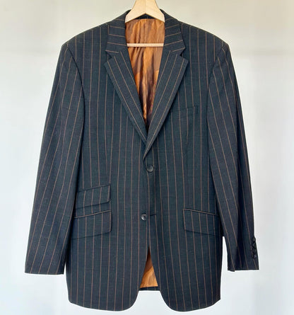 Vintage oversized men's striped wool blazer with amazing bright lining