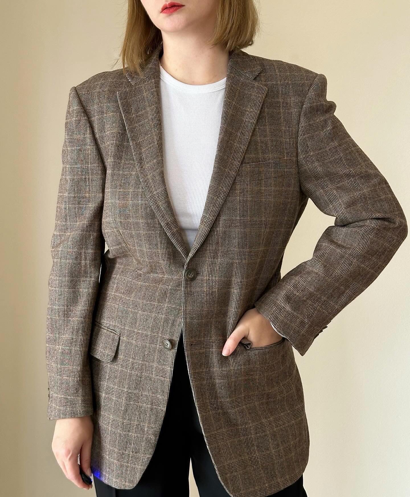 Vintage oversized plaid blazer