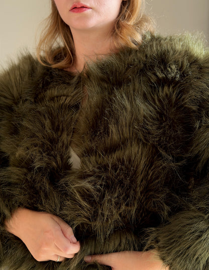 Luxurious faux fur green jacket