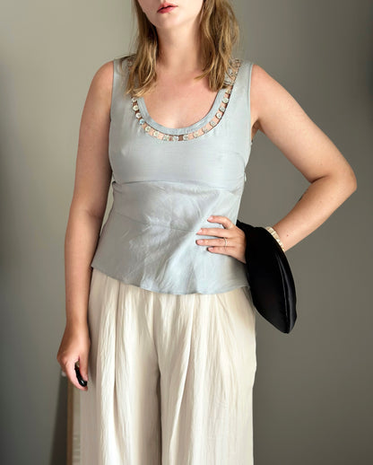 Vintage raw silk silver top by Gerard Darel