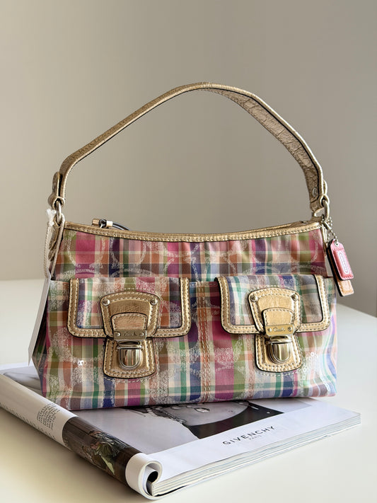 Vintage Coach plaid shoulder bag