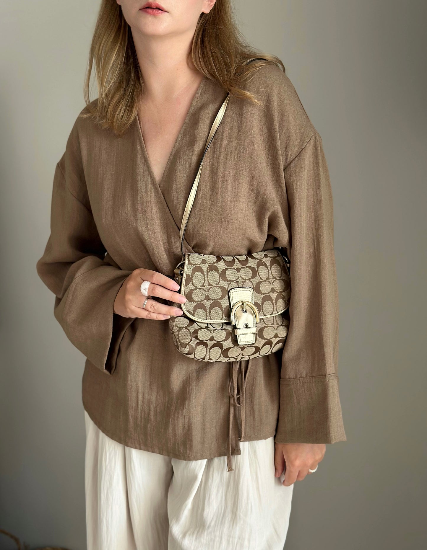 Lovely Coach crossbody bag in signature jacquard canvas