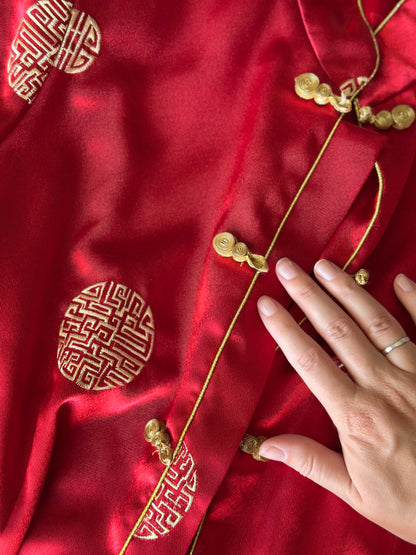 Striking vintage Asian red silk jacket