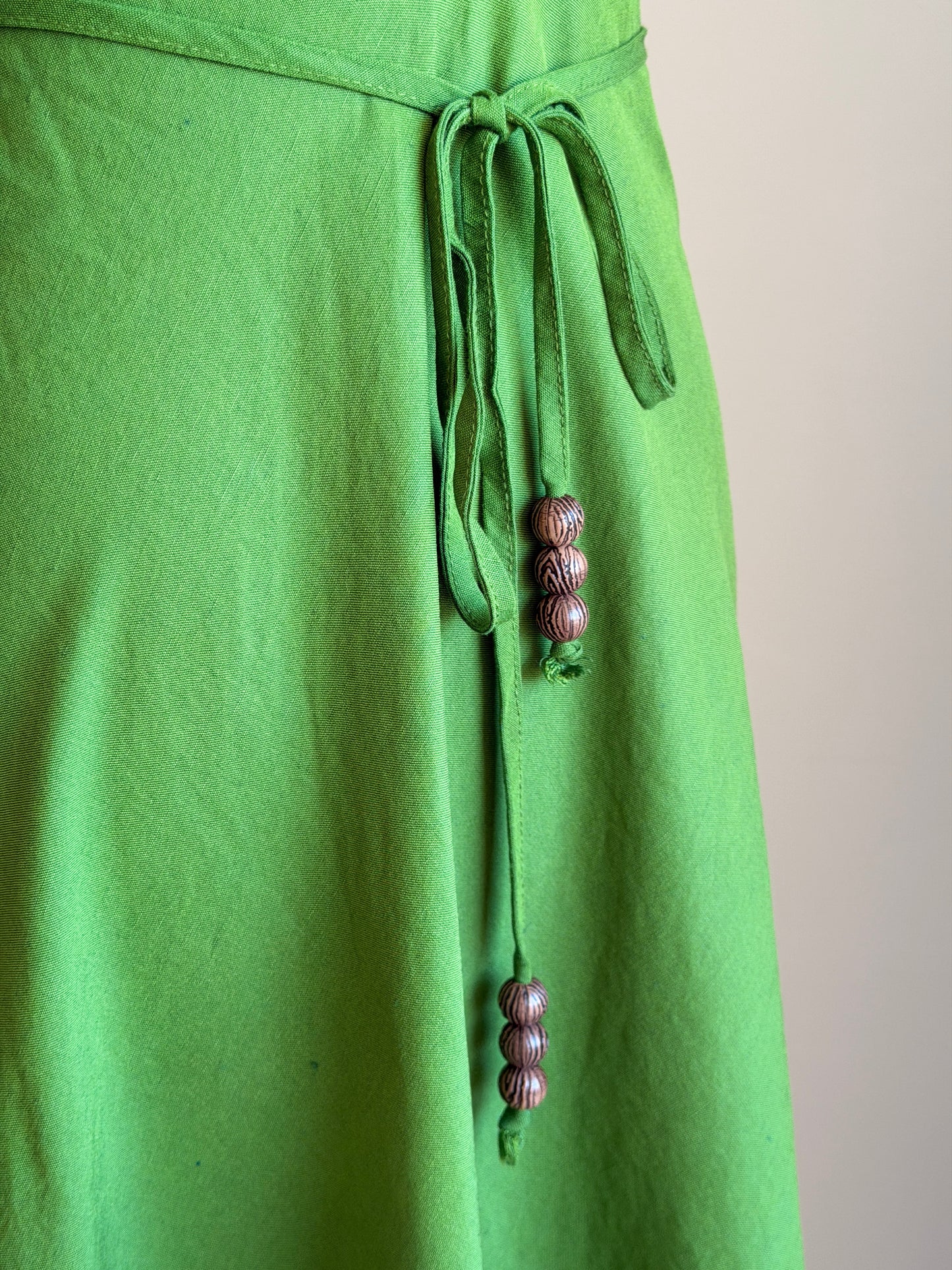 Vibrant green halter-neck linen dress