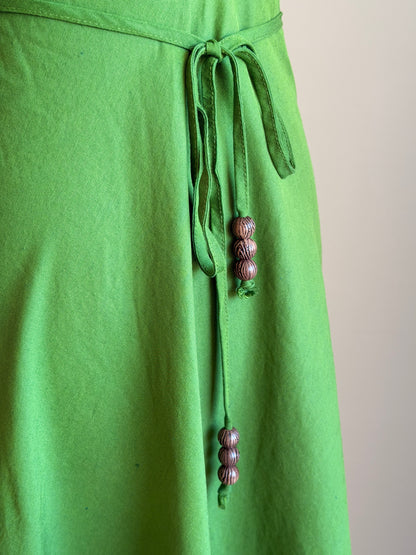 Vibrant green halter-neck linen dress