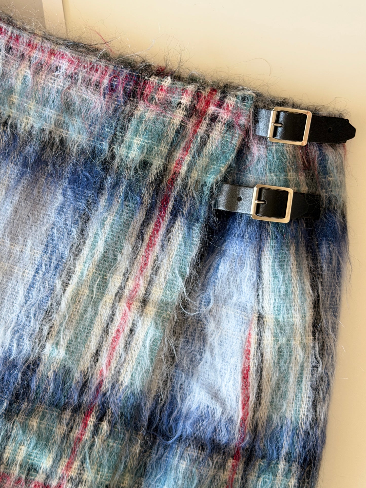 Stylish vintage mini wrap mohair skirt