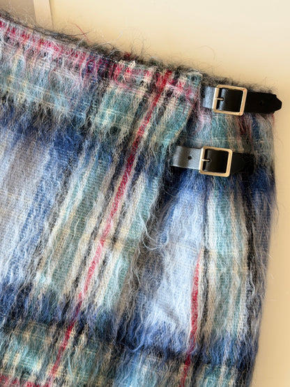 Stylish vintage mini wrap mohair skirt