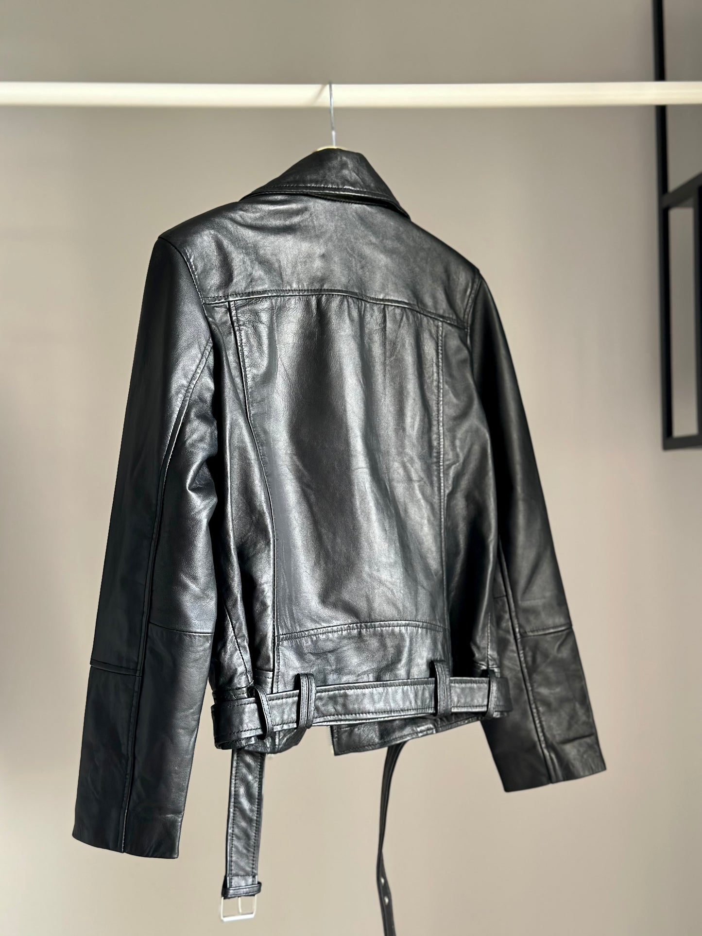 Classic vintage black biker leather  jacket
