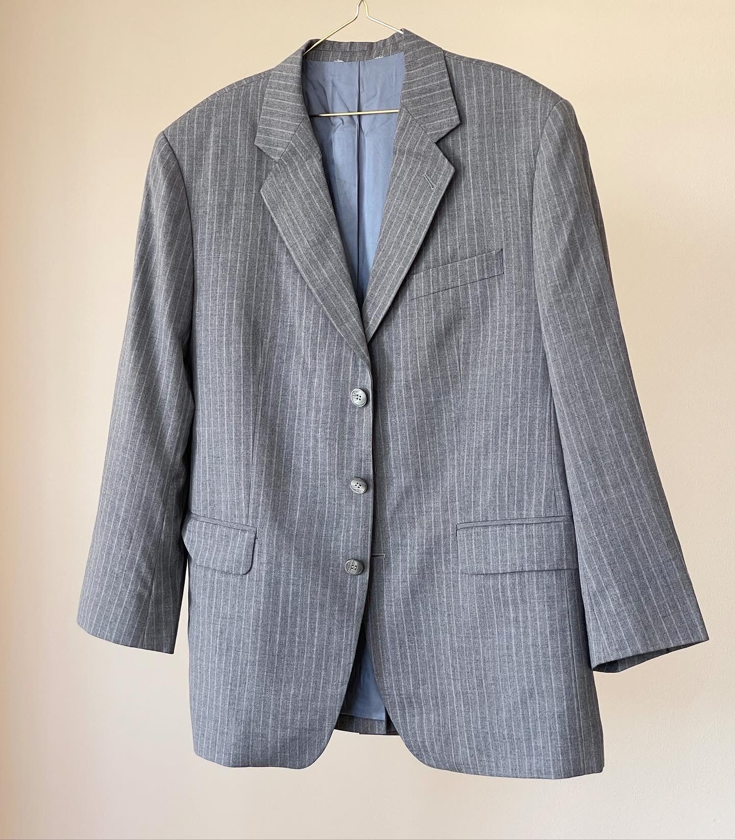 Vintage oversized men's striped wool blazer