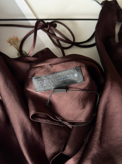 Elegant chocolate brown maxi dress Zara