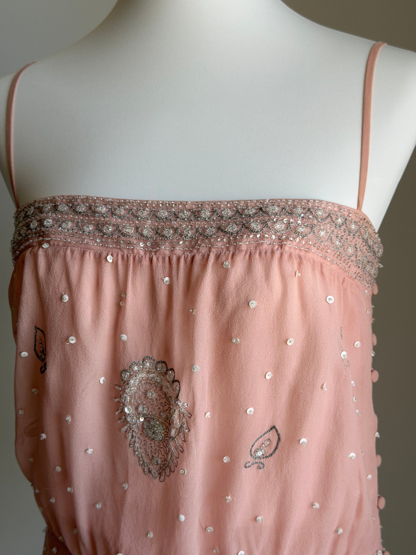 Vintage embellished cami silk top