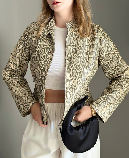 Amazing vintage snake-print faux leather jacket