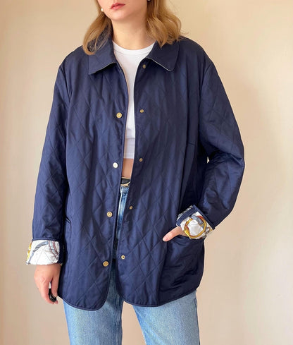 Vintage blue jacket in a quilted weave