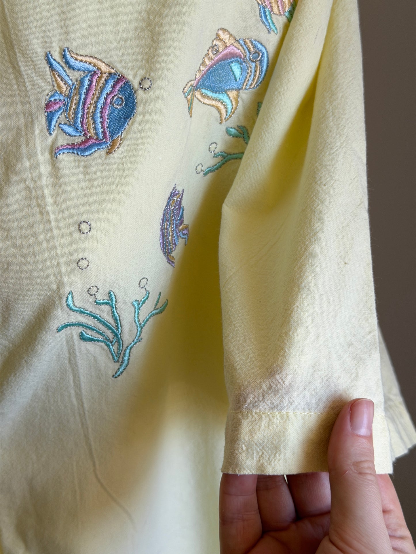 Vintage embroidered fish shirt