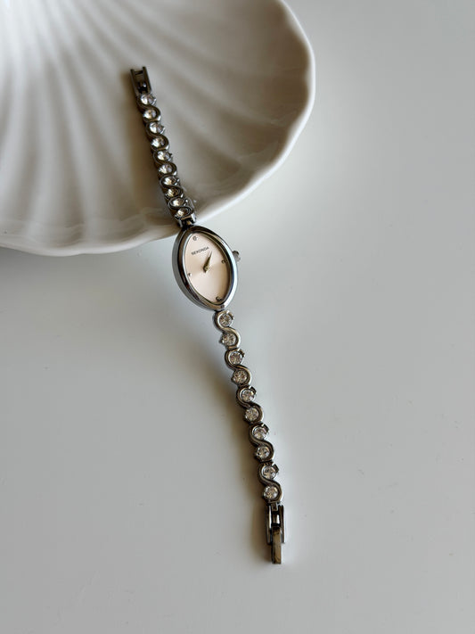 Vintage silver-tone watch Sekonda with crystals
