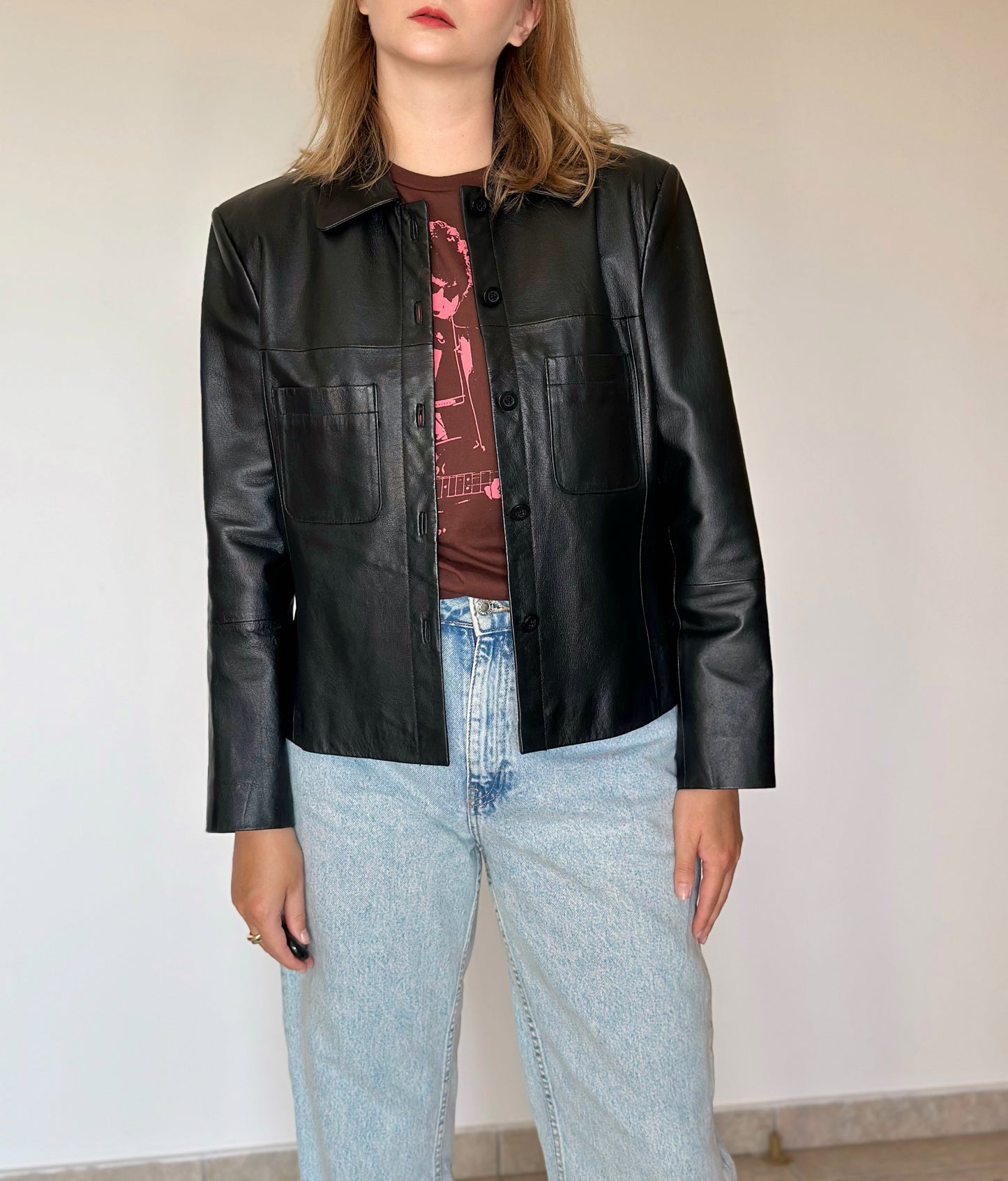 Stunning vintage minimalistic leather jacket