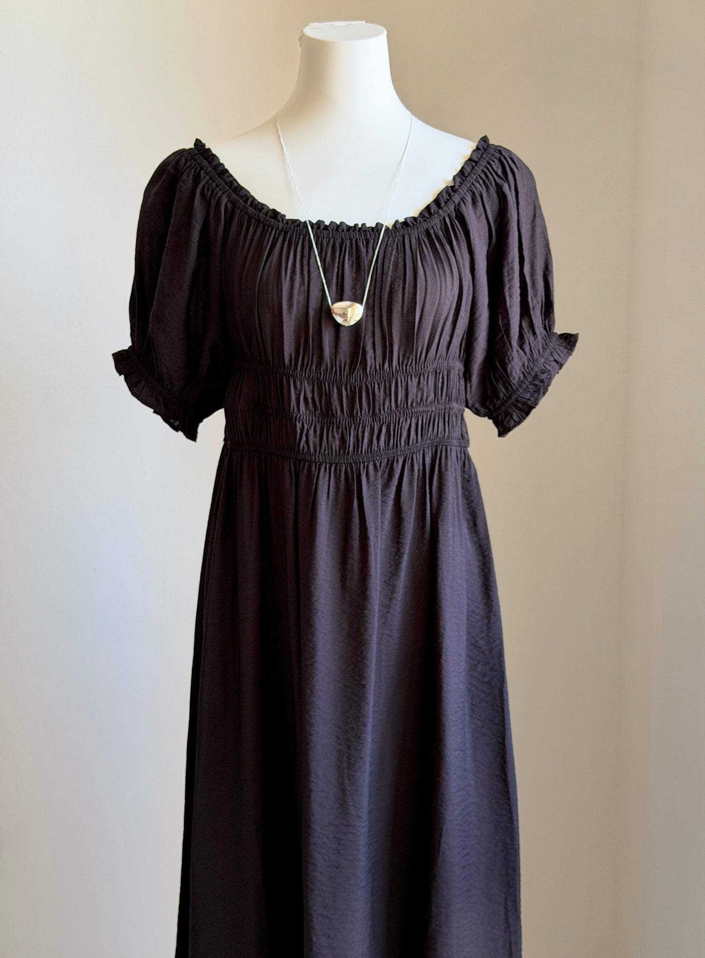 Black romantic viscose long dress