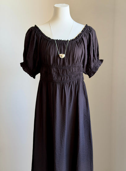 Black romantic viscose long dress