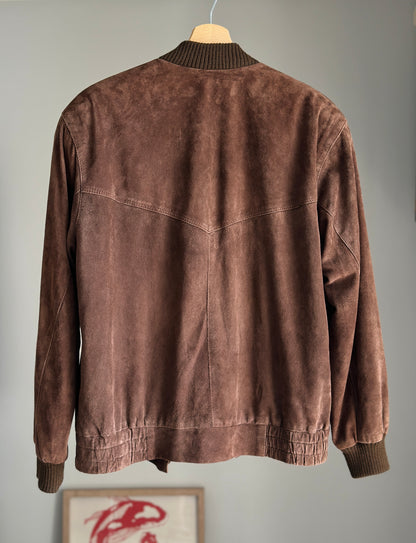 Vintage brown suede bomber jacket