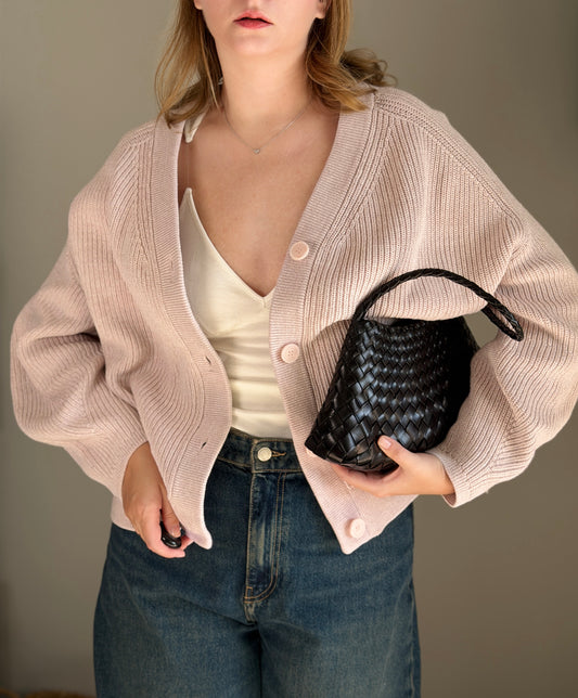 Cozy light pink cardigan from COS